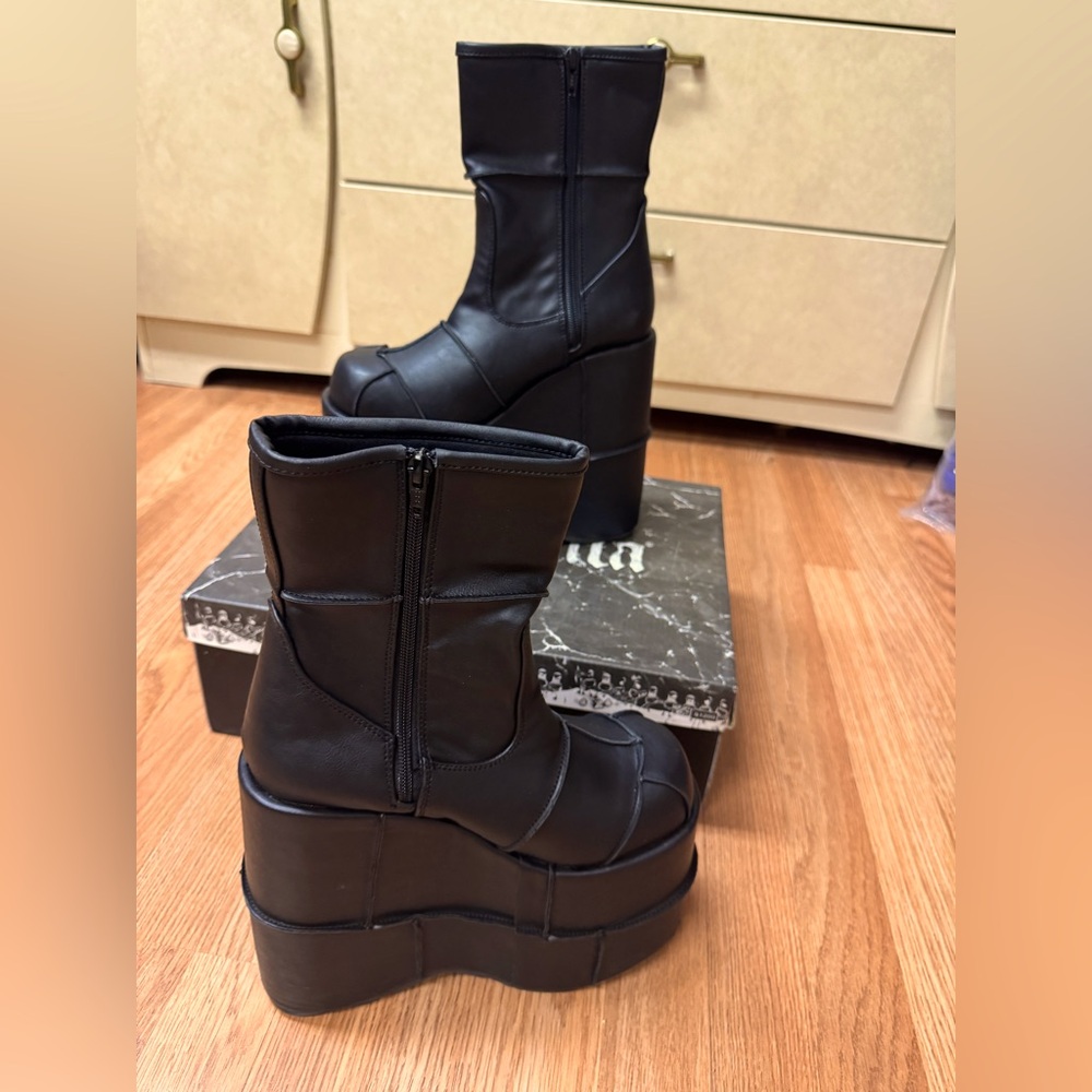 Demonia Platform Boots black vegan Leather